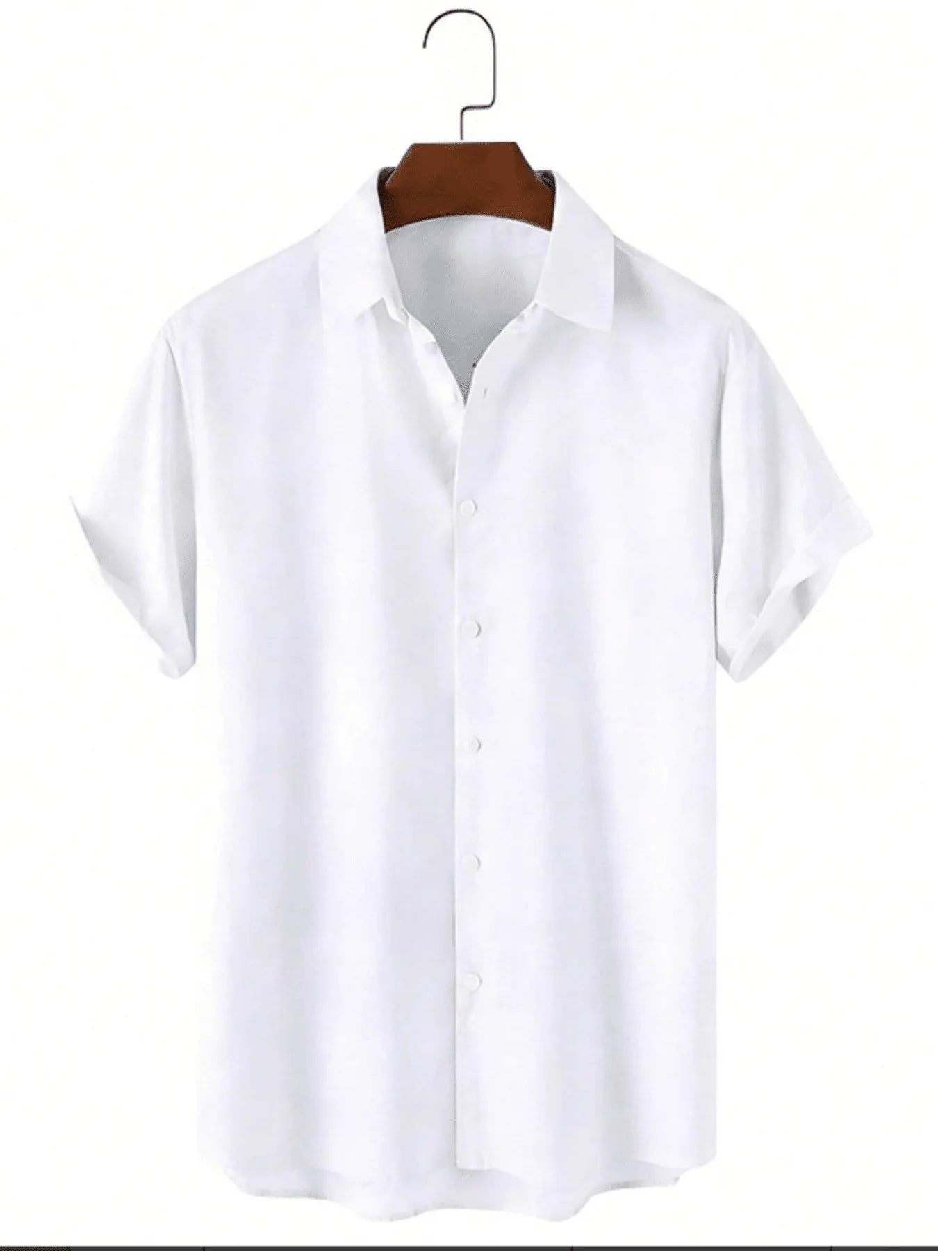 Mens Short Sleeve Button Down Shirt Solid White Casual Top