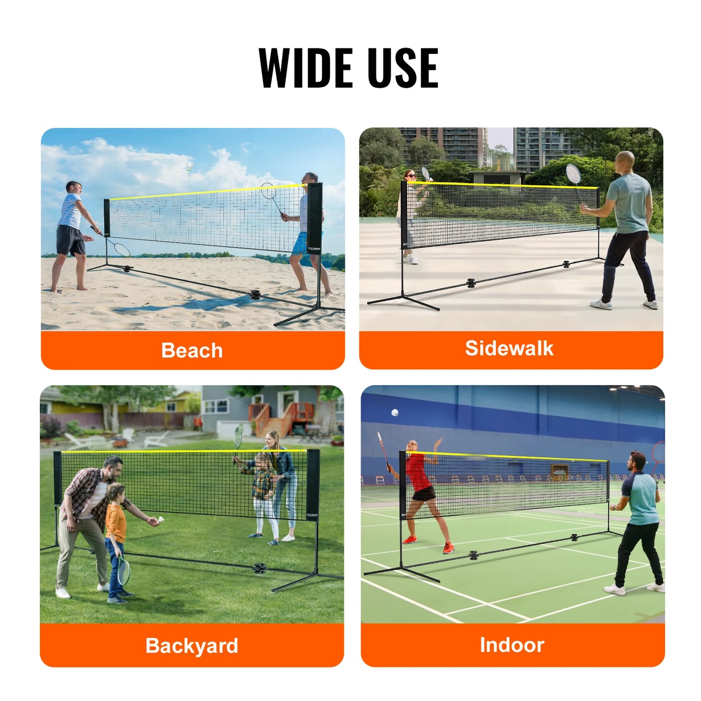 SucceBuy 10/14/17FT Badminton Net Height Adjustable Volleyball Net Wide Foldable Pickleball Portable Easy Setup Tennis Net Set