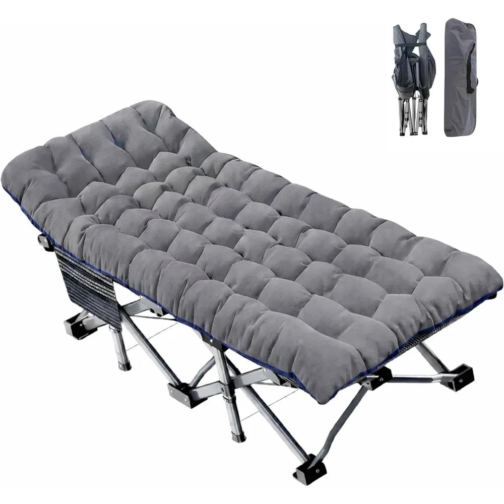 XXL Oversized Folding Camping Cot Heavy Duty 900LBS with Mattress Pad Portable Carry Bag