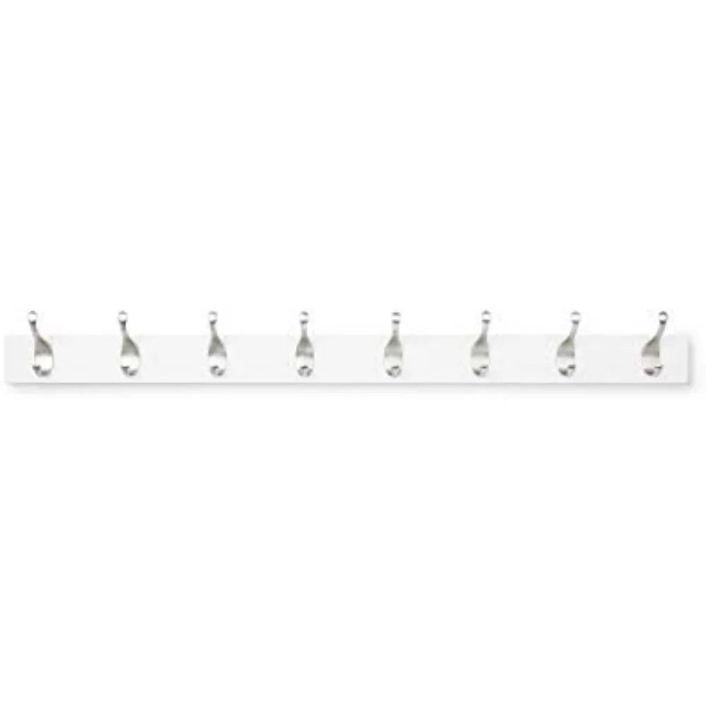 Wall Mounted Modern Coat Rack for Entryway and Bedroom with Storage Hooks 8 Hook White