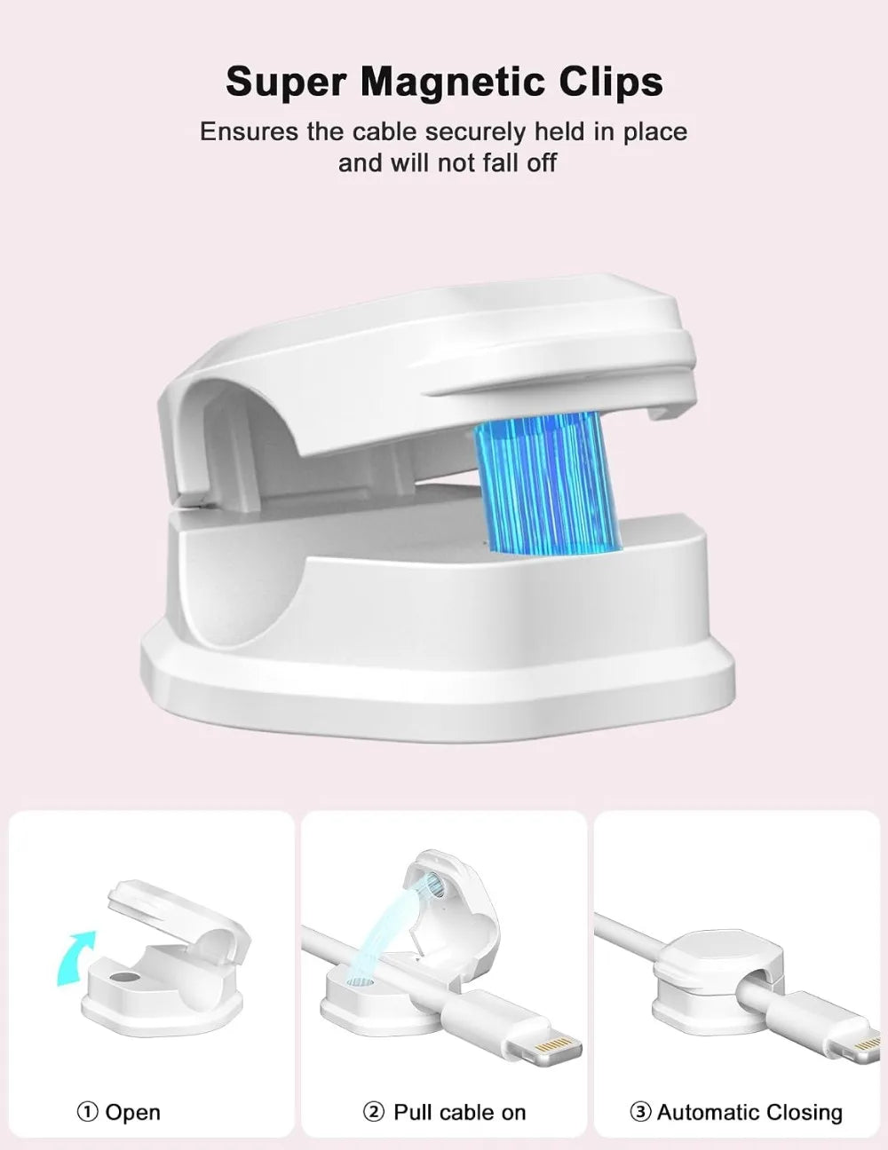 12 Pack Magnetic Cable Clips for Desk Cord Management, Adhesive Wire Holder for Phone Charger, Computer, Home, Office