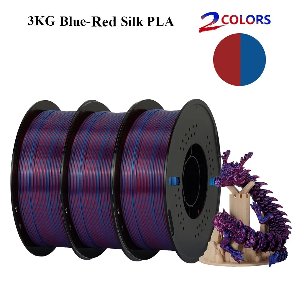 Multicolor Filament Bicolor Silk PLA 2Color for 3D Printing Plastic 3D Printer Materials 1.75mm Spool No Bubble High quailty