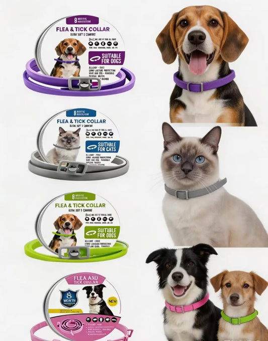 Natural Flea, Tick & Lice Repellent Collar for Dogs & Cats – Waterproof & Adjustable, Powered by Essential Oils