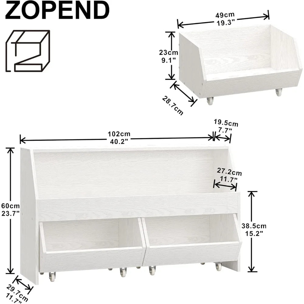 Organizer for Kid, Large Toy Bin Bookcase Toy Cabinet with Two Moveable Drawers, Children Toddler Storage Carbine