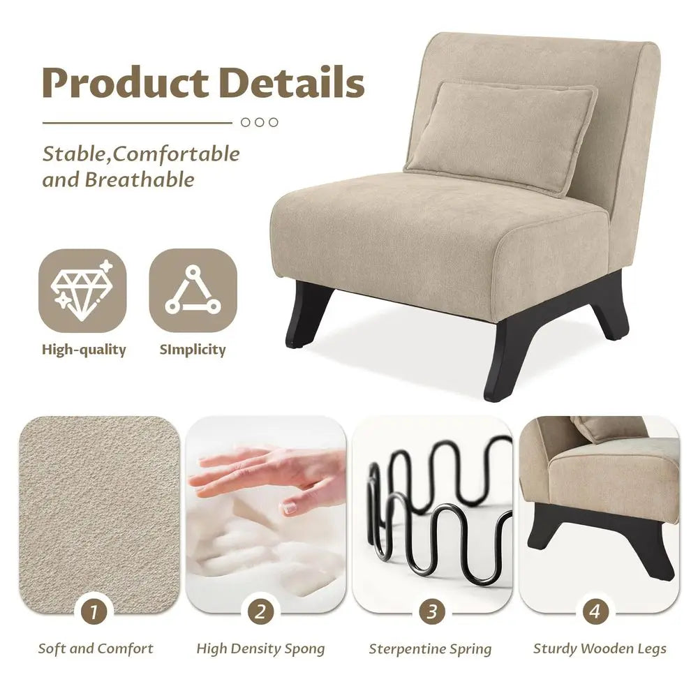 Set Of 2 Upholstered Accent Chairs With Pillow For Living Room	Console