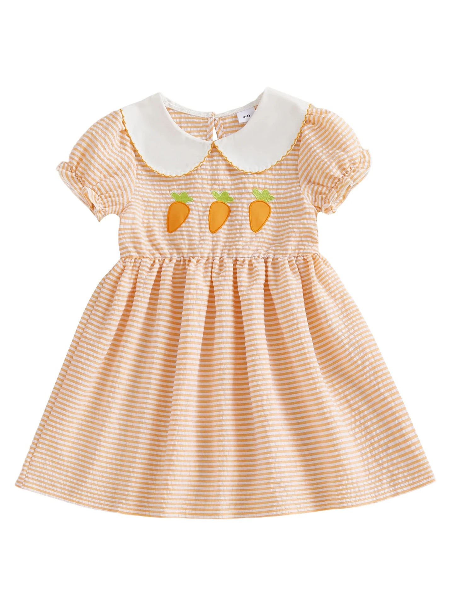 Adorable Toddler Girls Easter Bunny Print Dress with Ruffle Sleeves and Peter Pan Collar - Spring Fashion for Kids
