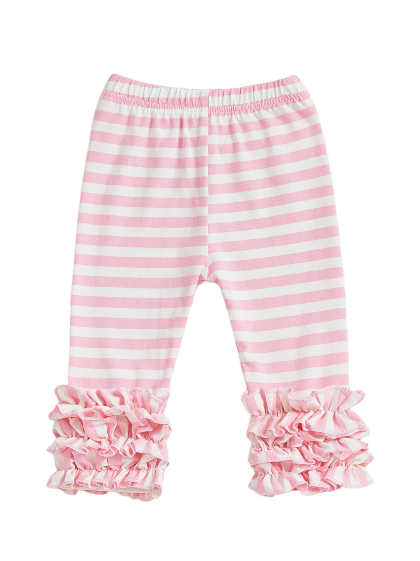 Toddler Girls Striped Leggings Elastic Waist Frills  Fit Fall Long Trousers for Casual Daily