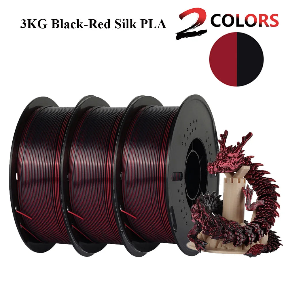 Multicolor Filament Bicolor Silk PLA 2Color for 3D Printing Plastic 3D Printer Materials 1.75mm Spool No Bubble High quailty