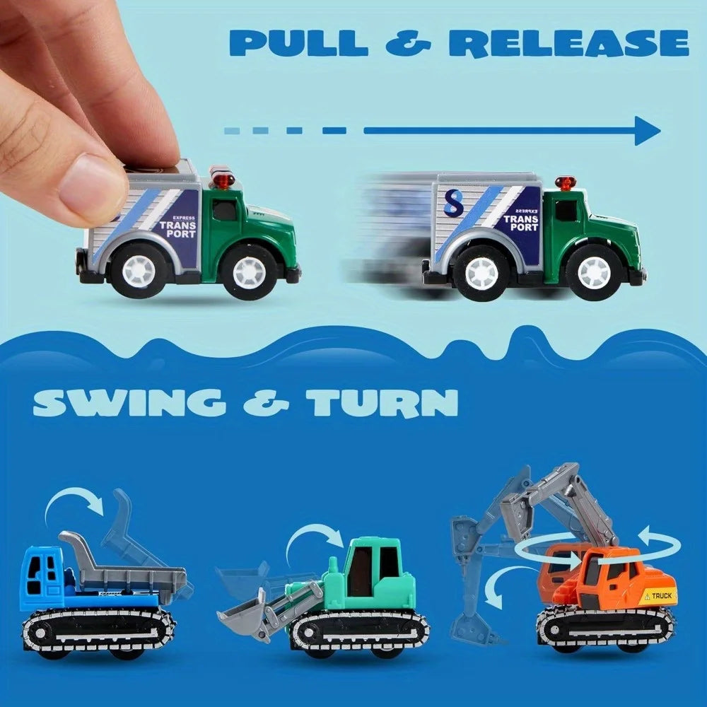 25 Pieces Pull Back Cars and Trucks Toy Vehicles Set for Toddlers Kids Play Set Die-Cast Car Party Favors School Gifts
