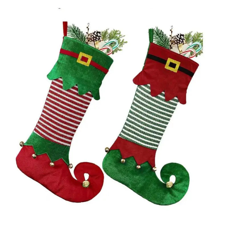 Hanging Christmas Stockings Gift Bag Boots Candy Bag Sock Noel Candy Bag Fireplace Xmas Tree Pendant Sock New Year Navidad Decor