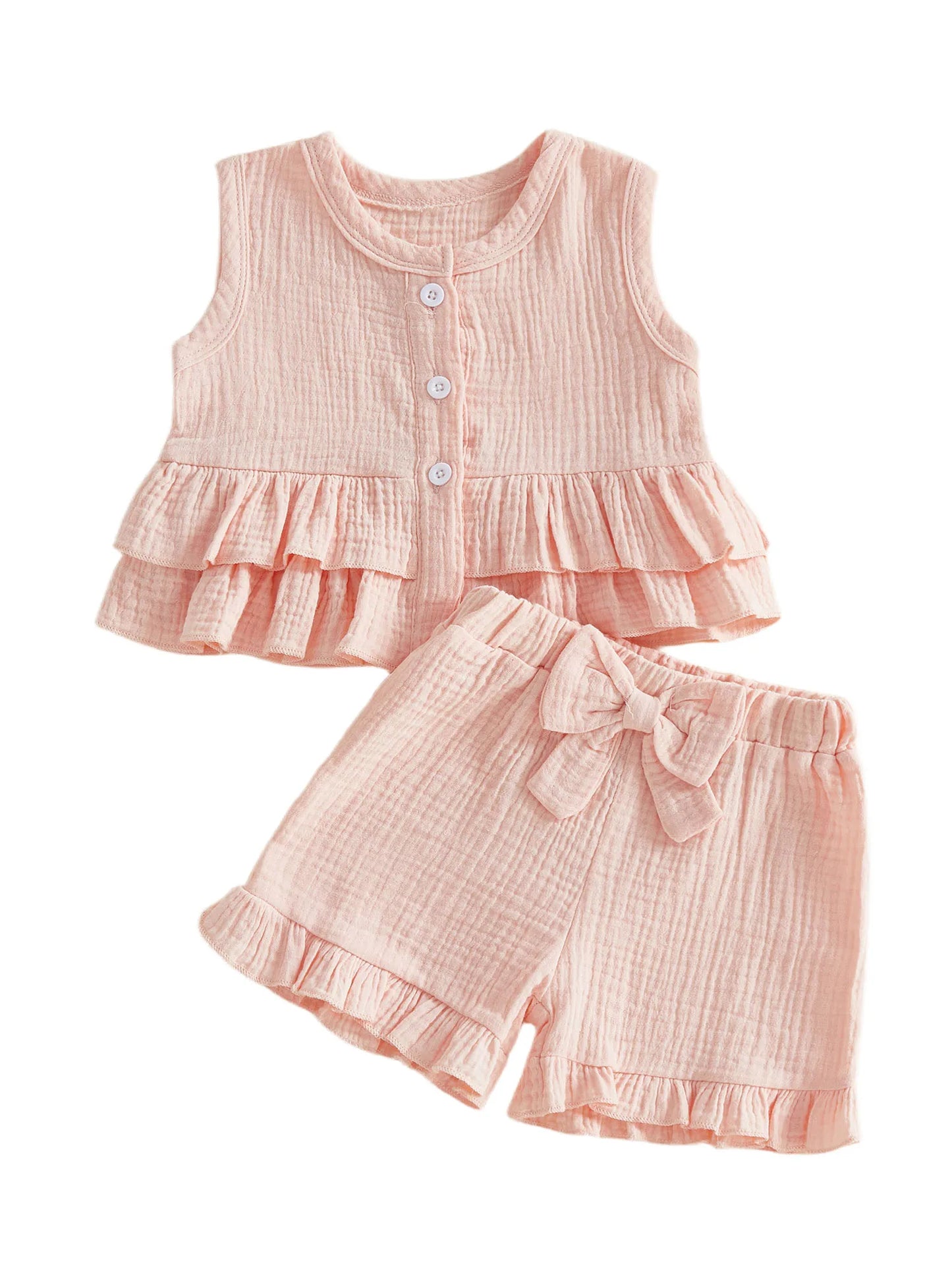 2Pcs Baby Boys Spring Clothes Short Sleeve Round Neck Solid Color T-Shirt and Elastic Waist Shorts Set for Toddler