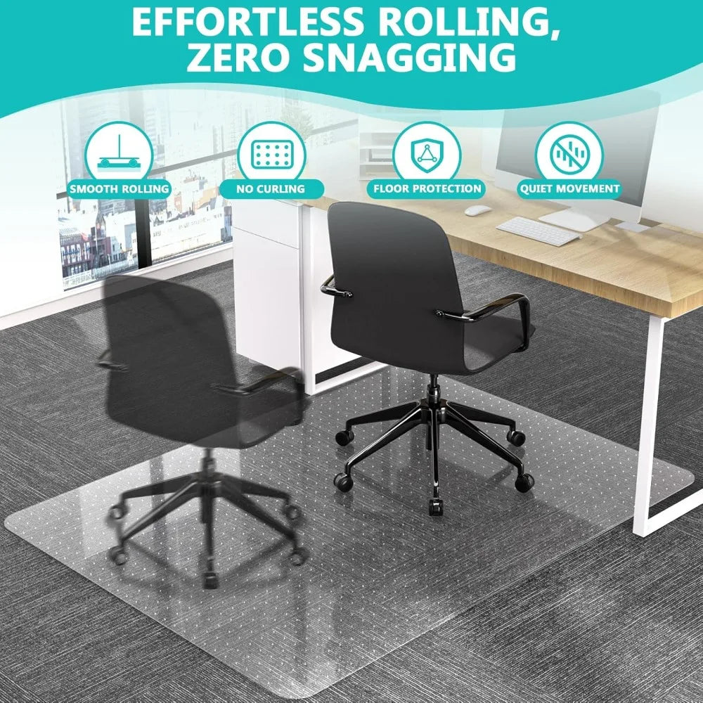 Heavy Duty Clear Chair Mat for Low Pile Carpeted Floors 36x48 with Lip Smooth Rolling Desk Protection