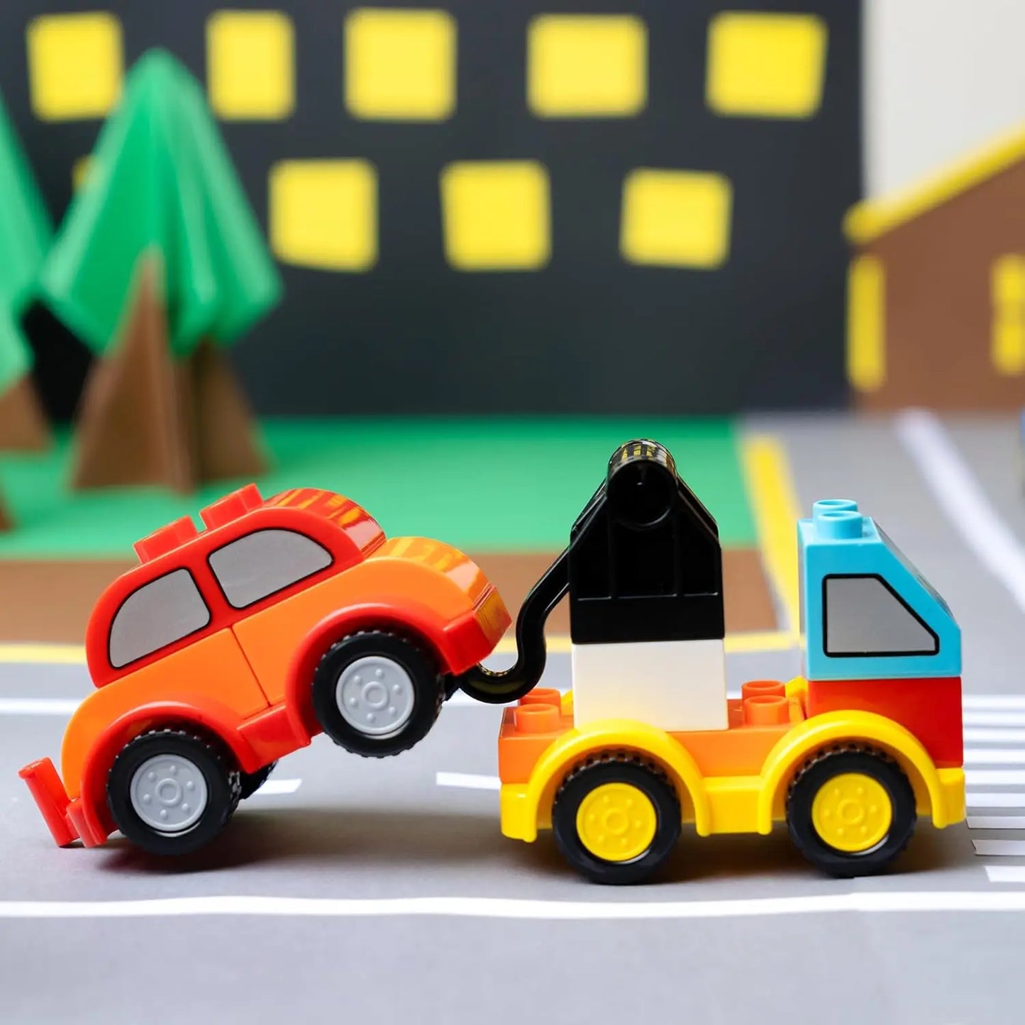 JOYIN 80Pcs Toddlers Car Building Blocks Set 12Pcs VehiclesCompatibl Building Bricks for Kids Boys Girls Birthday Easter Gift