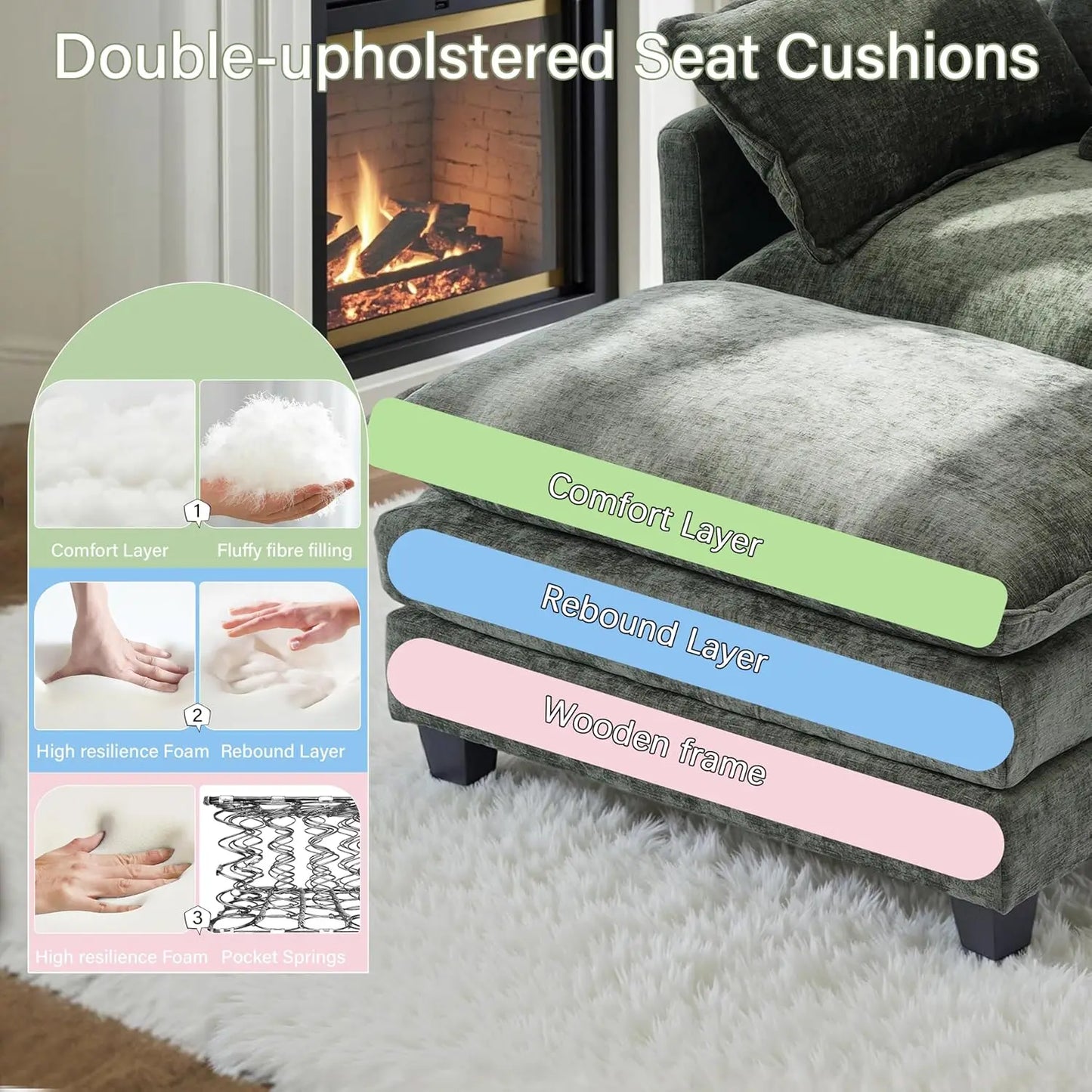 Chenille Oversized Chair with Ottoman - 40" W Comfy Accent Chair and Ottoman Set, Large Cloud Sofa Armchair with, Customized