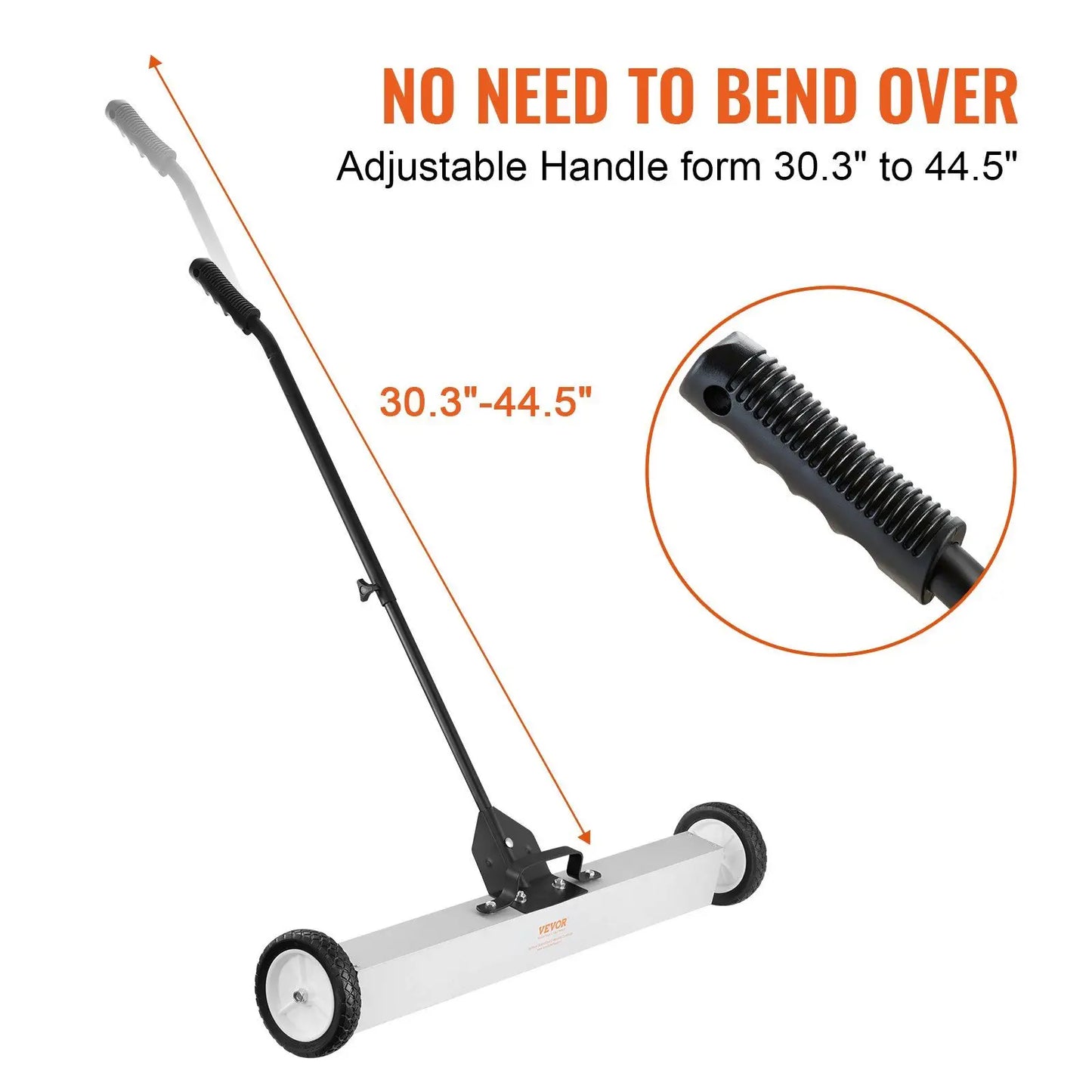 55 Lbs Rolling Magnetic Sweeper with 24 Inch Magnet and Telescoping Handle for Workshop Garage Yard Metal Debris Cleanup