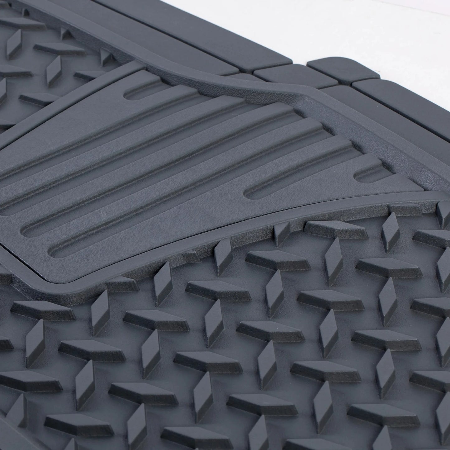 2-Pack Diamond Plate Floor Mats, Gray - Universal, for Cars and Trucks, Non-Slip Safety Backing, Easy Trim-to-Fit Design