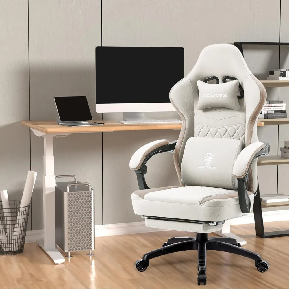 Breathable Fabric Gaming Chair with Pocket Spring Cushion and Gel Pad for Enhanced Comfort in Office and Home Use