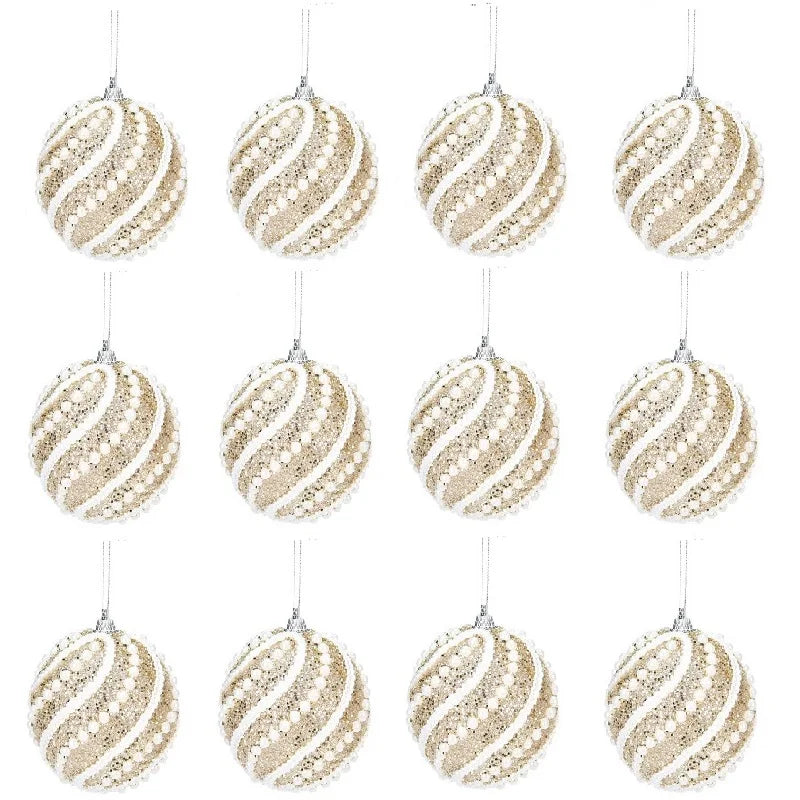 12PCS Christmas Ball Nordic Creativity Christmas Ornament Pendant Foam Balls Wedding Hanging Ball Decoration Supplies Xmas