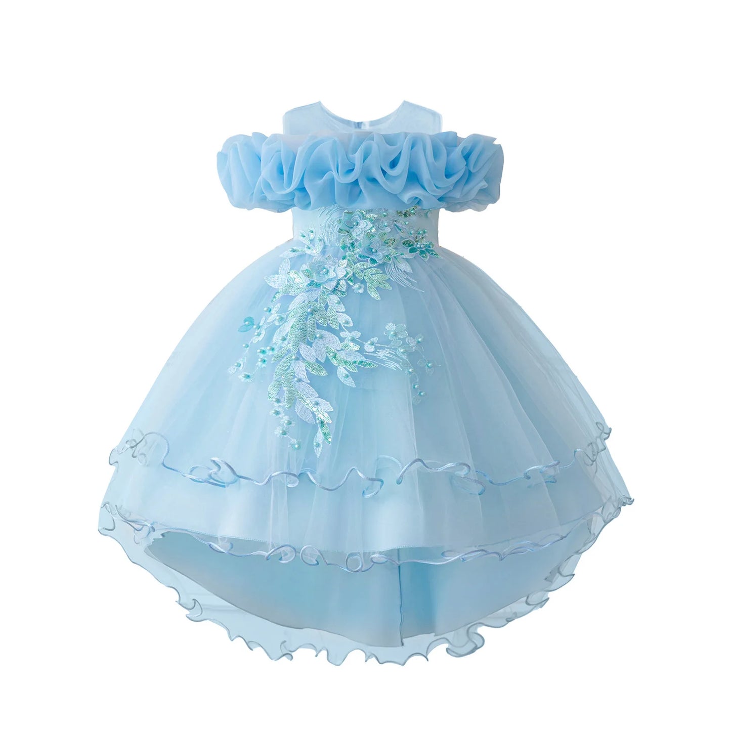 Stylish Toddler Girls Floral Print Sleeveless Ruffle Tulle Dress Perfect for Everyday Wear and Special Occasions