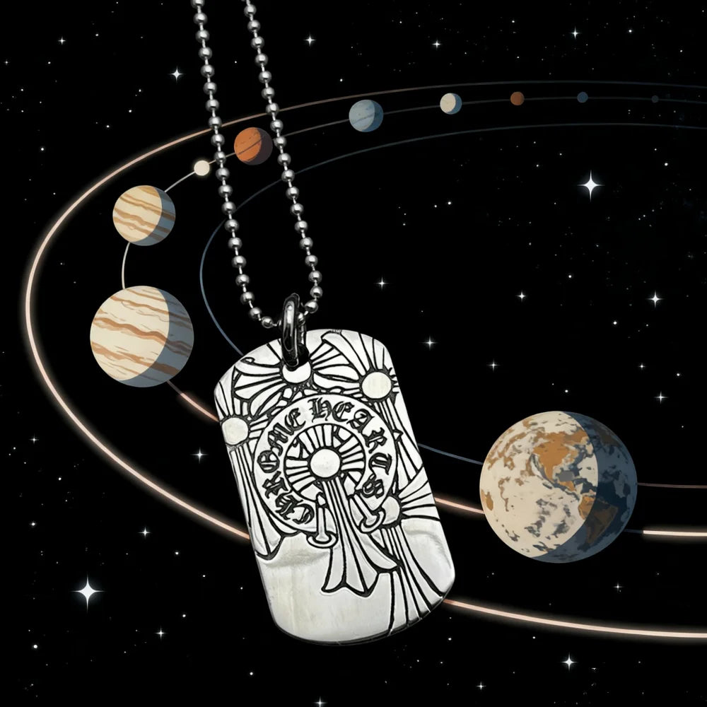 S925 sterling silver retro old multi-cross tag necklace European and American men and women