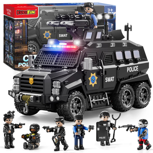 Police Sword Toothed Tiger Explosion Proof Cars Childrens Toys Black Armored Off-Road Vehicles Car Model Sound Light Toys Gifts
