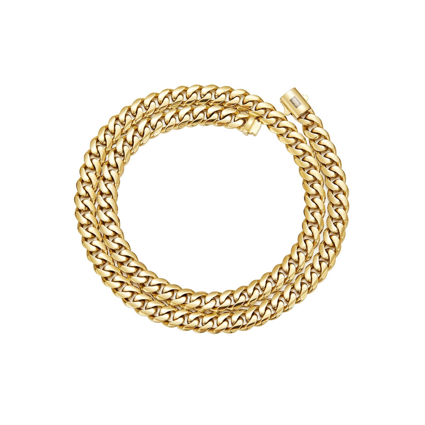 6-14mm wide Stainless Steel Cuban Miami Chains Necklaces  unisex Necklace Chain 316L 14K gold-plated Hip Hop Bracelet Gold Color