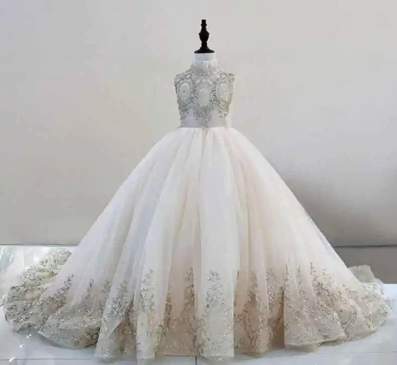 Girls' Autumn and Winter Fashion Dresses, Evening Dresses, Birthday Dresses, Catwalk Flower Girl Dresses, Oversized Trailing Beautiful Princess Dresses