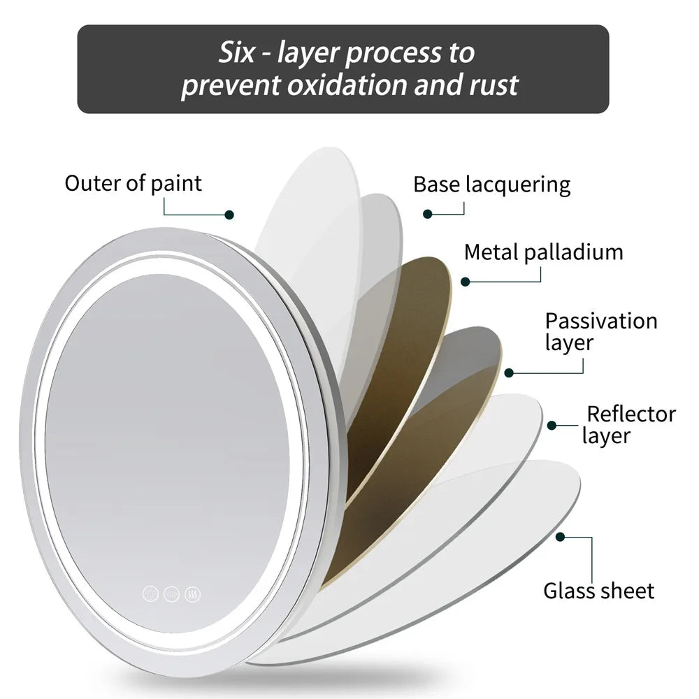 LUVODI Oval LED Bathroom Mirror With Anti Fog Touch Sensor And 3 Colors