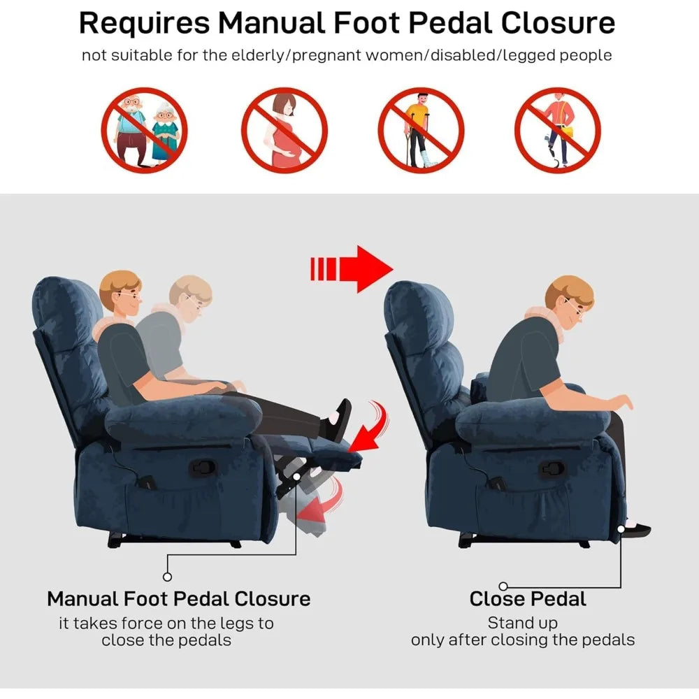 Oversized Recliner Chair for Big and Tall Adults, Extra Wide 28.3" Seat PU Leather Recliner, Heavy Duty Living Room Chair with A