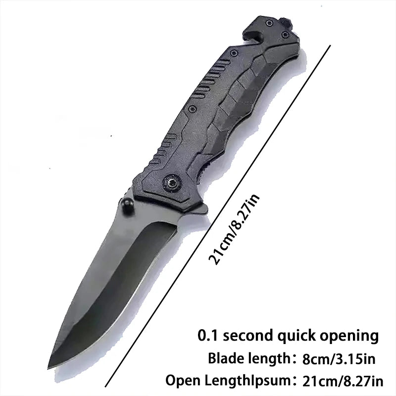 Multi functional outdoor camping knife with safety lock, foldable blade and sharp pocket tactical knife, suitable for fishing