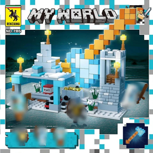 Movie Game MOC My Mini World Series Building Blocks Diamond Weapon Scene with 3 Figuren Educational Toys for Kid Gift