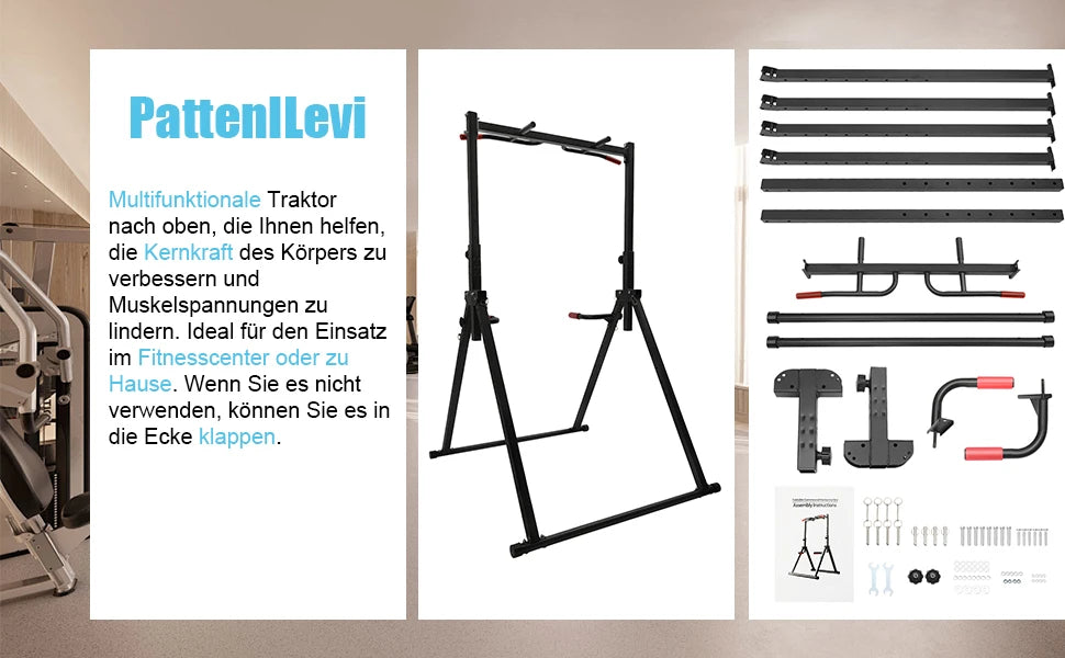 NEW Foldable Power Tower Dip Station, Height Adjustable,175cm-230 cm, Triangular Pull Up Station, 200kg, Multifunctional Fitness