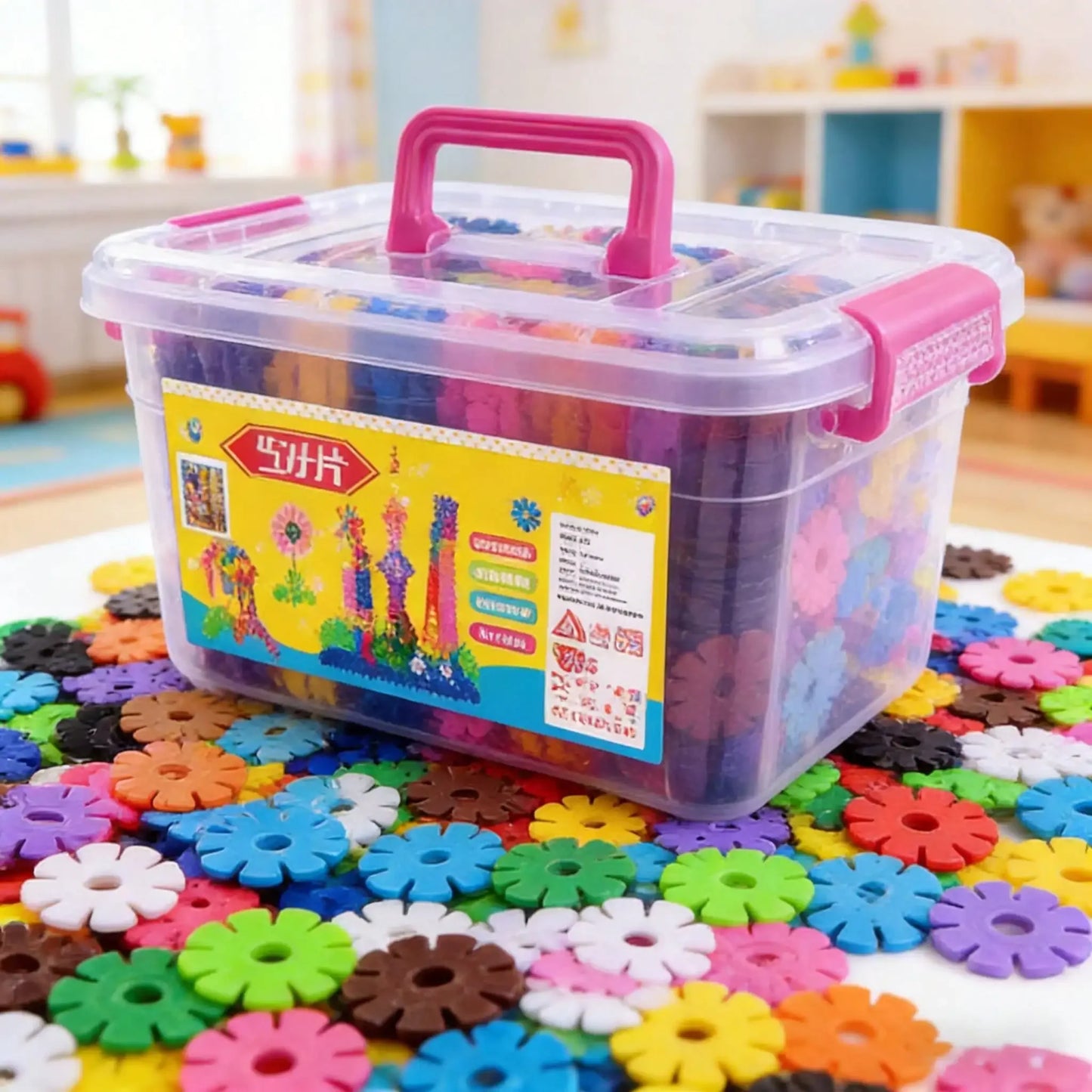 (50/100/200/300pcs) Snowflake Building Blocks Set - 3cm Creative Interlocking Bricks Toy, Comes With Instruction Guide, Can Make Christmas Tree & Santa Claus Decorations, STEM Educational Toy, Holiday & Birthday Gift, Suitabl