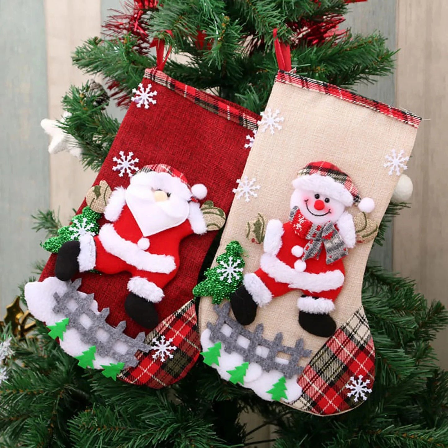 Christmas Decoration 2025 Christmas Atmosphere Decoration Santa Christmas Stocking Gift Bag Candy Bag новогодний декор