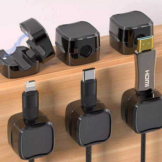 Black Magnetic Cable Management Clips (6pcs): The Perfect Phone Charging Cord Holder