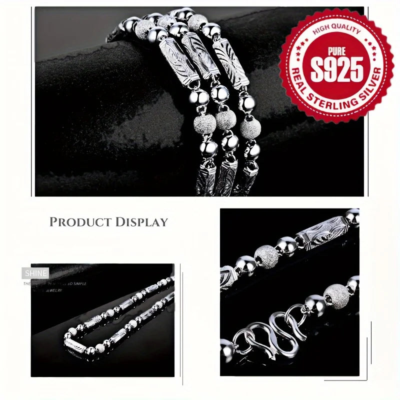 925 Sterling Silver Chain Necklace For Men, Suitable For Daily Wear Or Decoration, Christmas Wedding Anniversary Gift