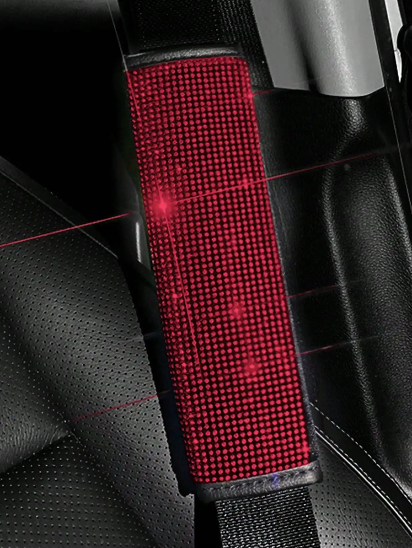 Car Seat Belt Cover Diamond Sparkling Women's Seat Belt Cushion Rhinestone Crystal Car Seat Belt Cover All Season Universal