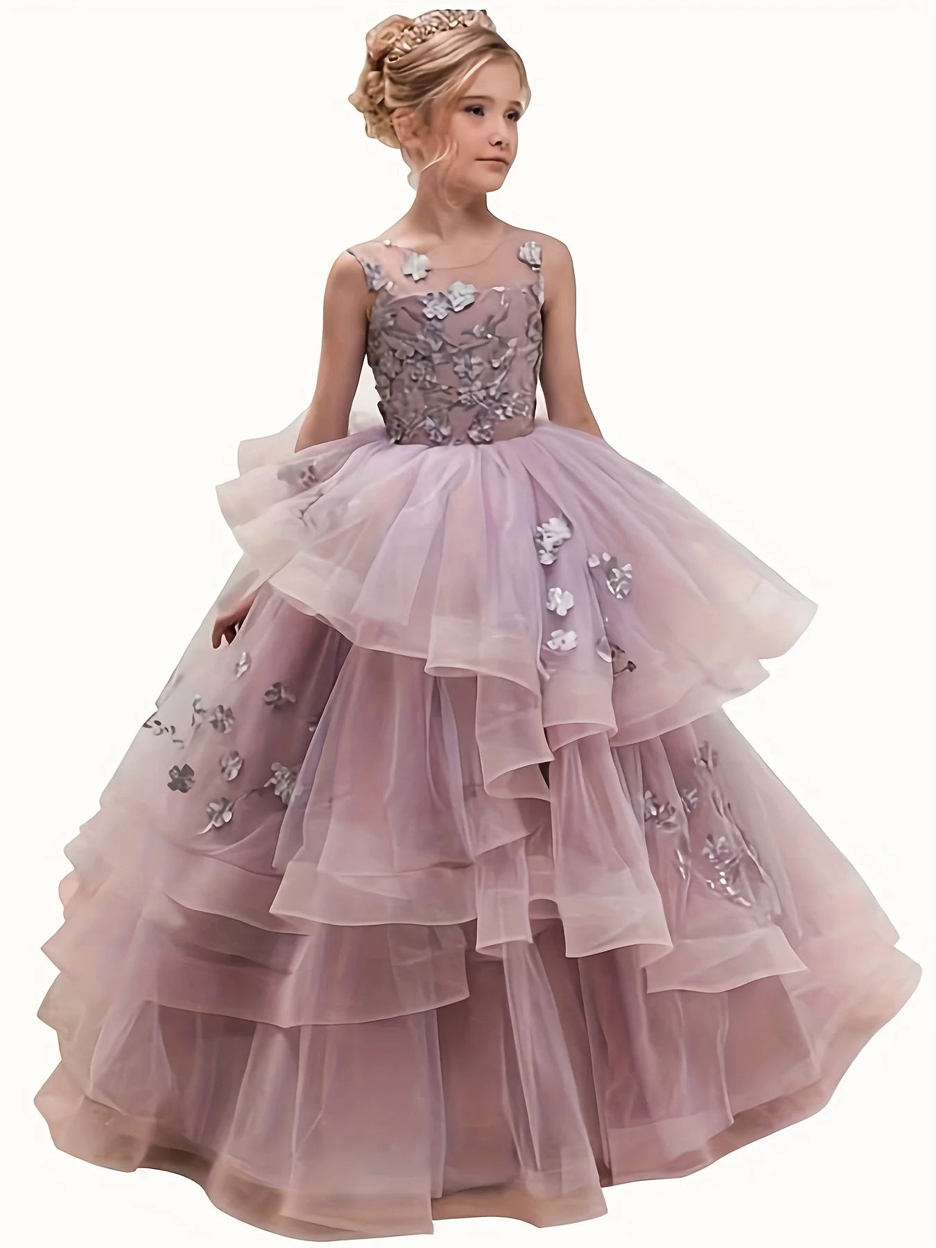 Lace Dress Girls Evening Dress Children's Autumn Clothing Catwalk Host Performance Princess Dress
