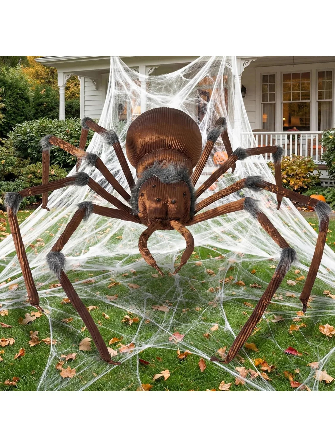 45” Scary Large Spider Halloween Outdoor Decorations Brown Giant Spider Halloween Decor Outside, Indoor Party Supplies, Yard Lawn Garden Haunted House Prop