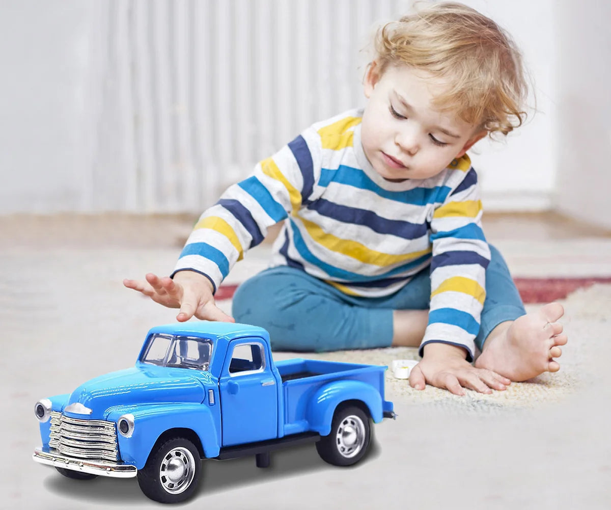 Little Blue Truck Toy for Kids Ages 2 3 4 5 6 7 8 Year Old Boys Girls,1:32 Alloy Kids Car Toy Driveable,Car Door Can Open (Blue)