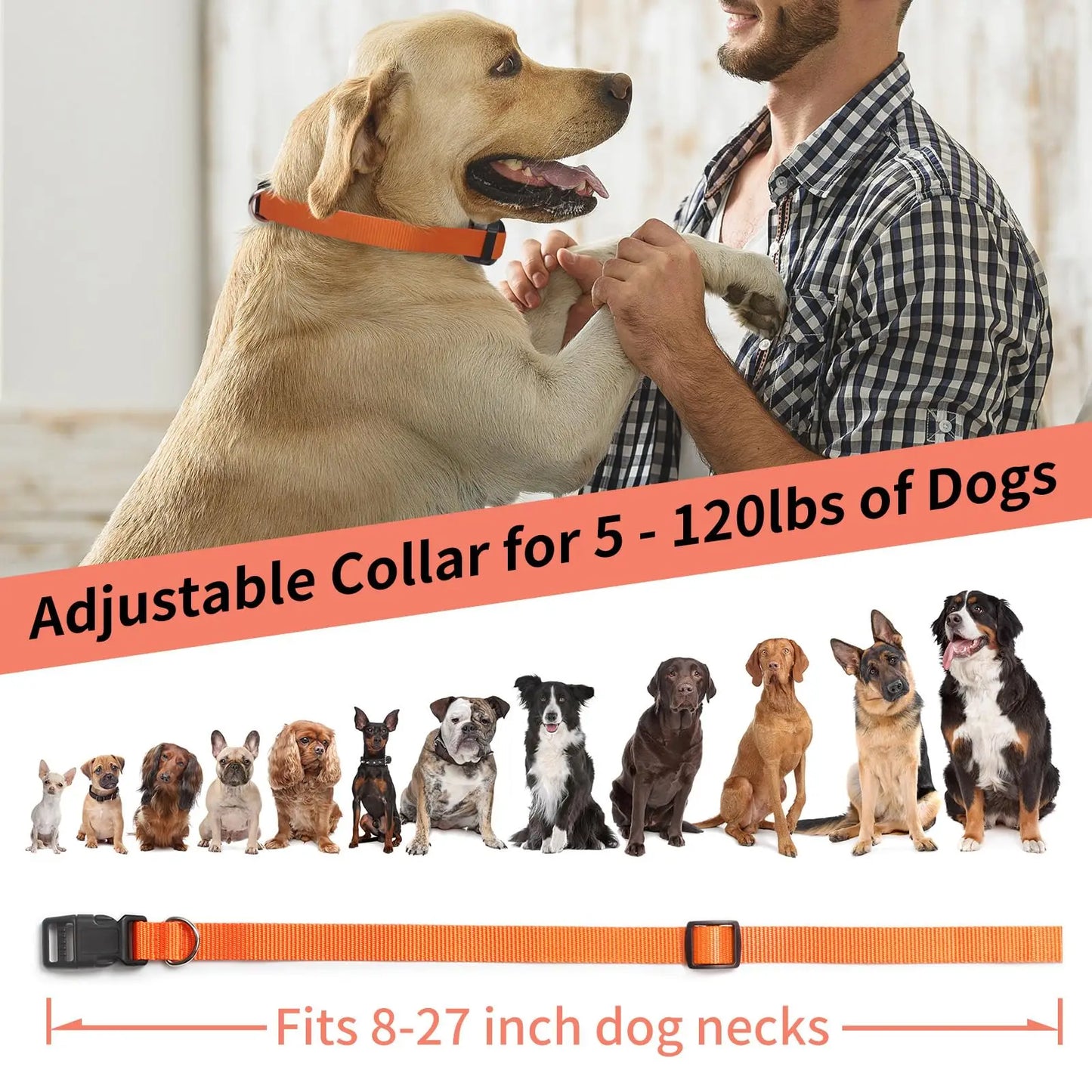 No Shock Dog Training Collar,3300ft Remote Waterproof Beep & Vibration Collar,Rechargeable Electric Collar for 5-120 Lbs Dogs