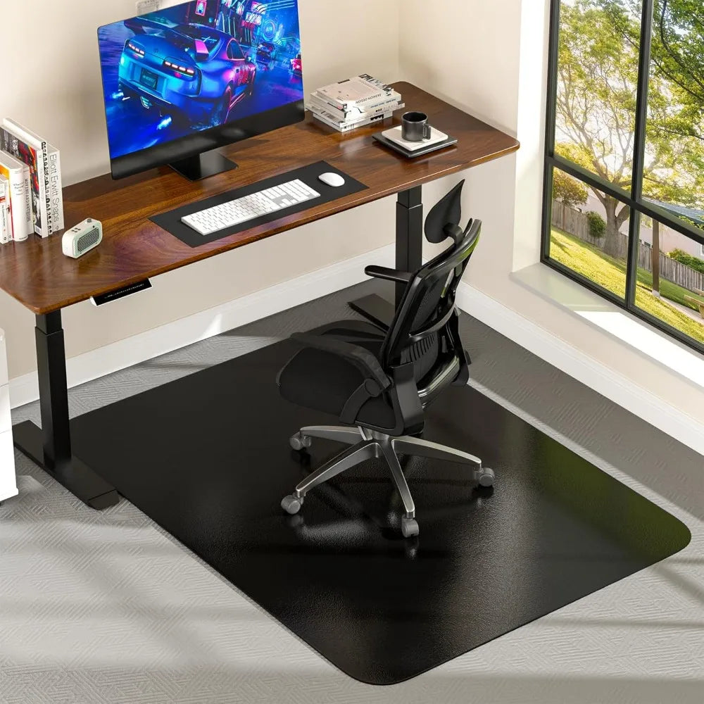 Heavy Duty Chair Mat for Low Pile Carpet with Cleats Black Plastic Floor Protector Smooth Rolling
