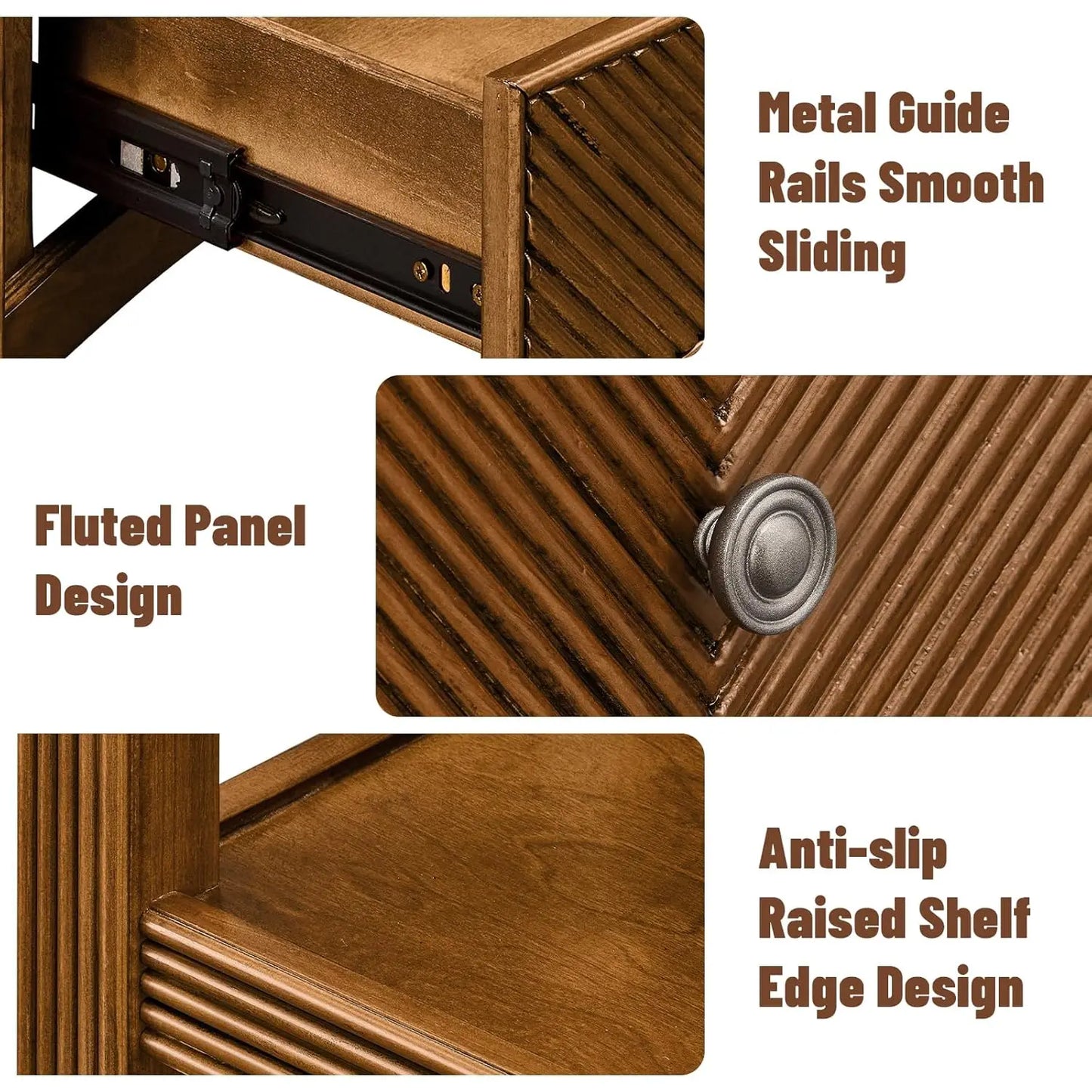 52" Fluted Solid Wood Veneer Console Table with 3 Drawers, Retro Entryway Sofa Table with Scalloped Edge & Solid, Customized