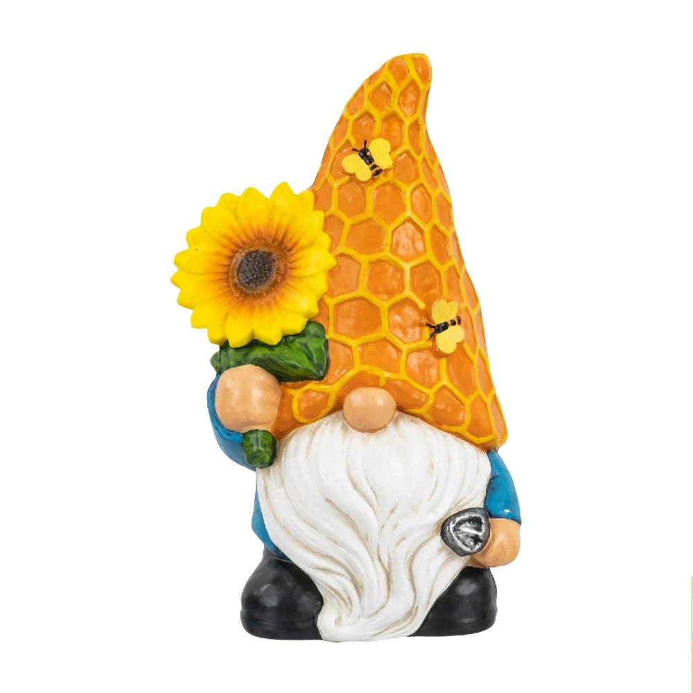 Resin Outdoor Garden Gnome Statue Adorned With Vivid Sunflower Decoration Waterproof Weatherproof Hand Painted Cute Dwarf Figurine Ornament Ideal For Yard Lawn Patio Flower Bed Indoor Desktop Home Spring Holiday Landscape Dec