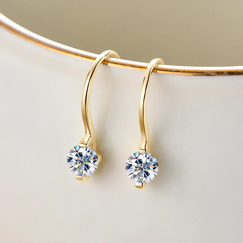 OXTAO 925 Sterling Silver Hook Earrings For Women 4mm Moissanite Dangle Ear Simple Elegant Jewelry Party Daily Wear 2025 Trendy