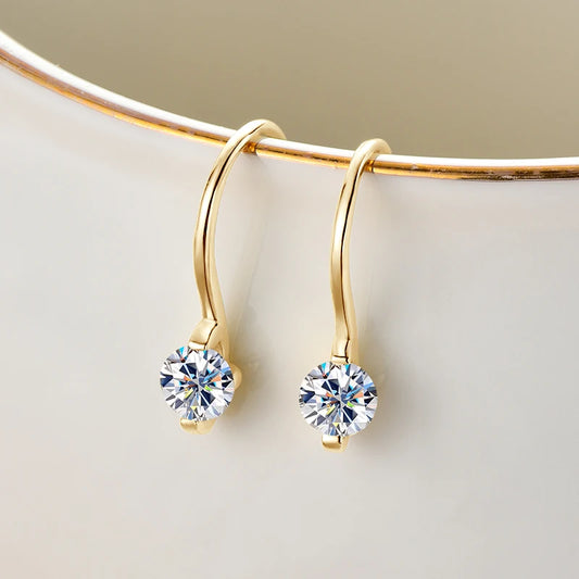 OXTAO 925 Sterling Silver Hook Earrings For Women 4mm Moissanite Dangle Ear Simple Elegant Jewelry Party Daily Wear 2025 Trendy