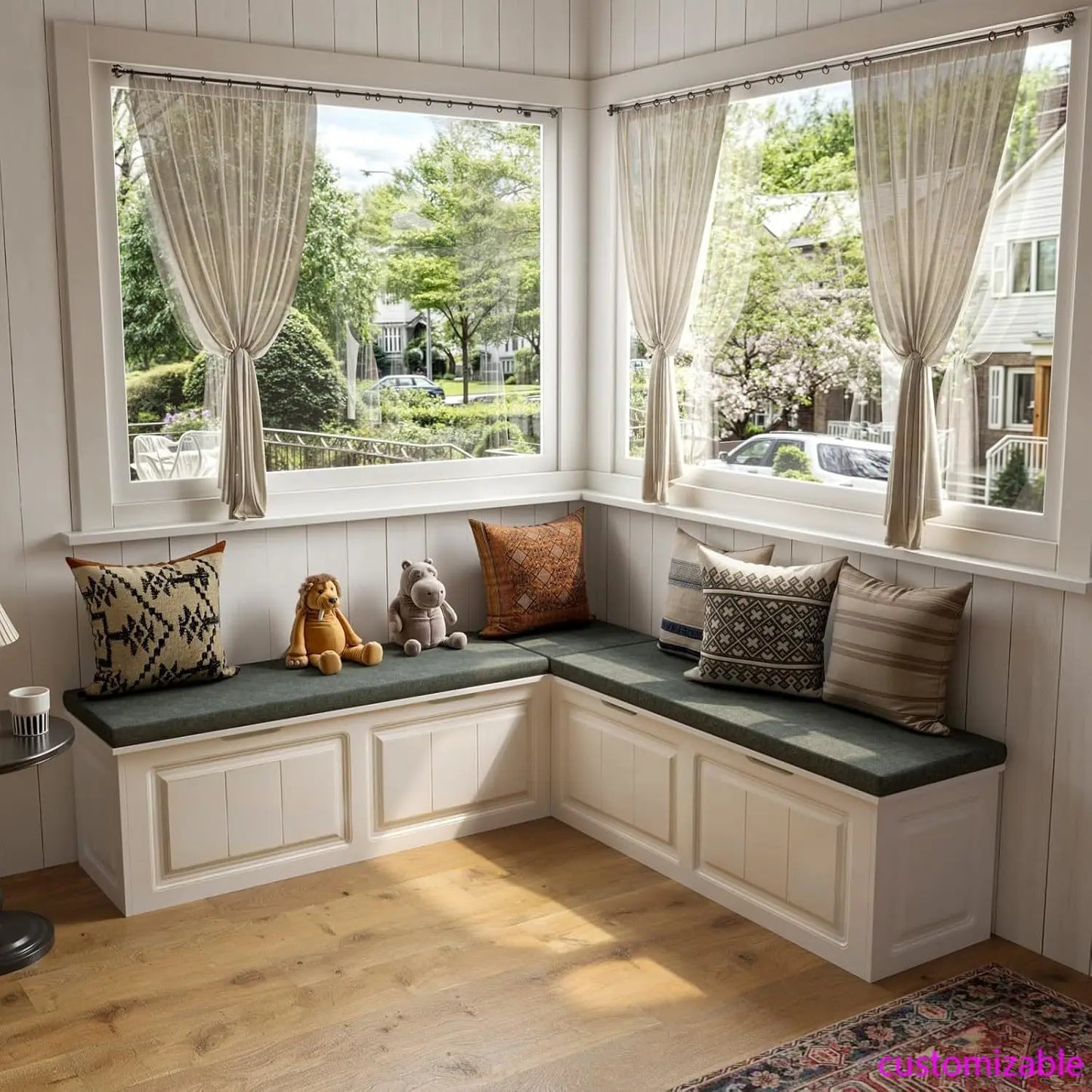 L Shape Storage Bench, Nook Bench, Backless Corner Bench Nook with Storage, Shoe Benches with Cushion 63”D x 63”W x 18.3”H