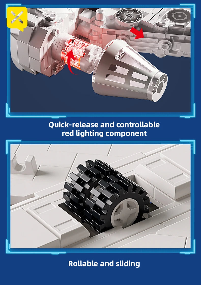 KAVOWORLD 1361PCS Galaxy Interstellar Cruiser Building Blocks Set with LED Light DIY Collectible Model Kit for Fans Holiday Gift