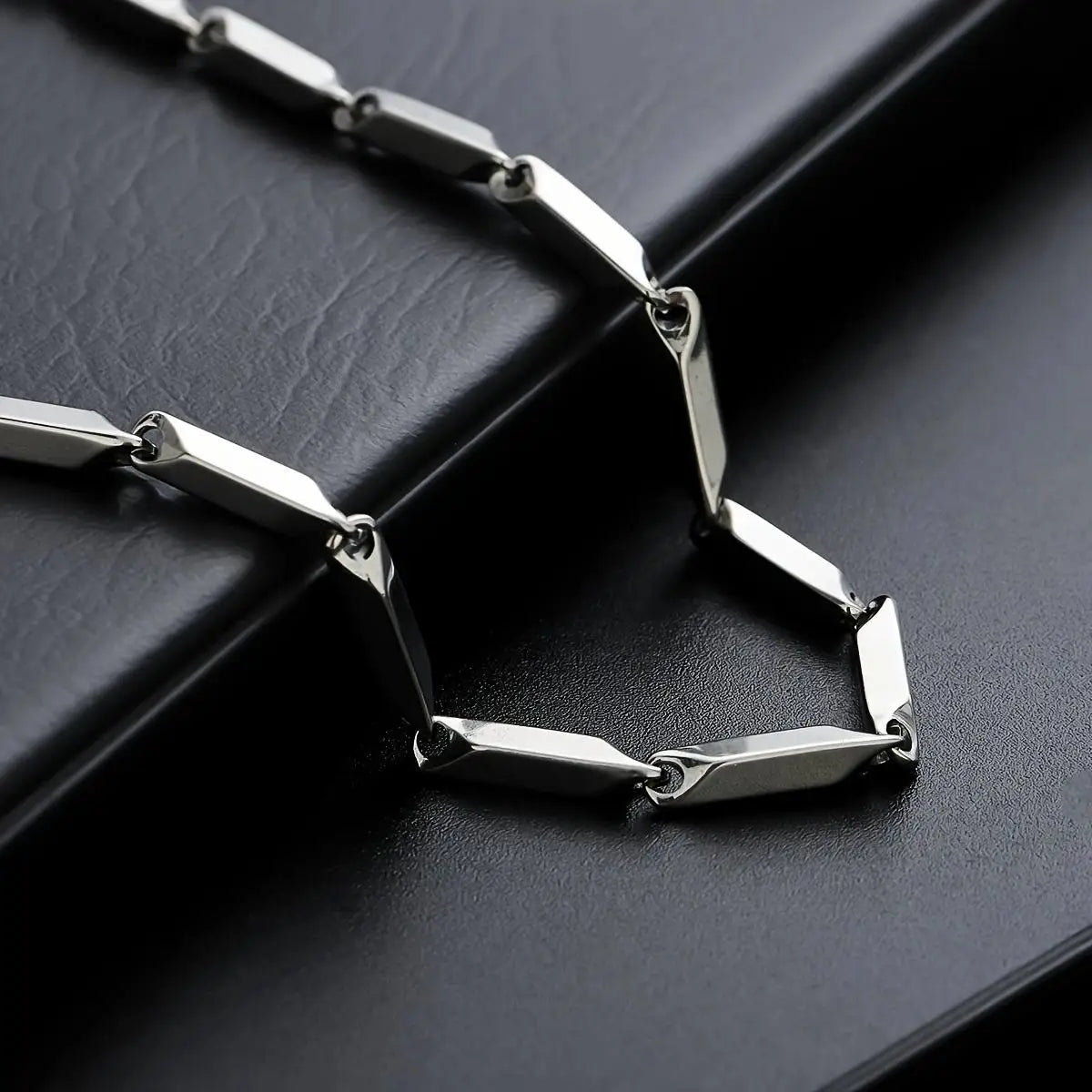 Hermah New 3mm Stainless Steel Link Bamboo Rhombus Chain Necklace for Women Men Fashion Jewelry Accessory