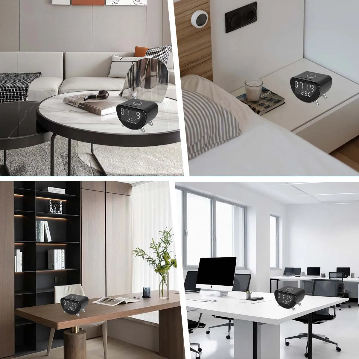 4K WiFi Clock Camera with Wireless Charging, Motion Detection, Loop Recording, Remote Viewing & App Control for Home Security